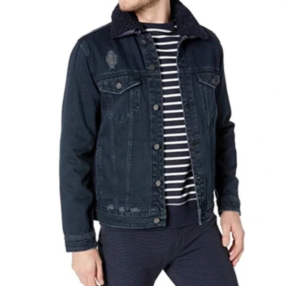 NWT Blank NYC Blue Denim Jacket with Sherpa Collar Size L